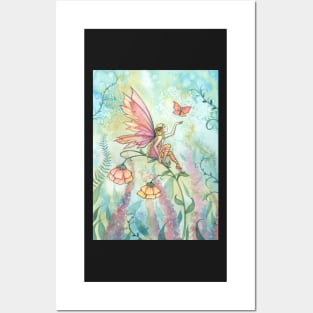 Free Fairy and Butterfly Art Watercolor Illustration Posters and Art